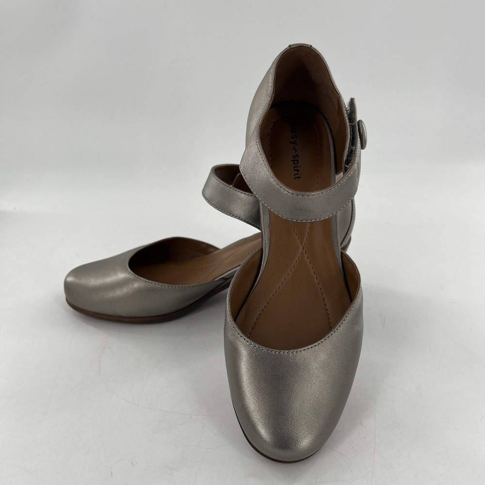 Easy Spirit Clarice Mary Jane‎ Pump Cushioned Metallic Gold 7 Wide Chunky Heel